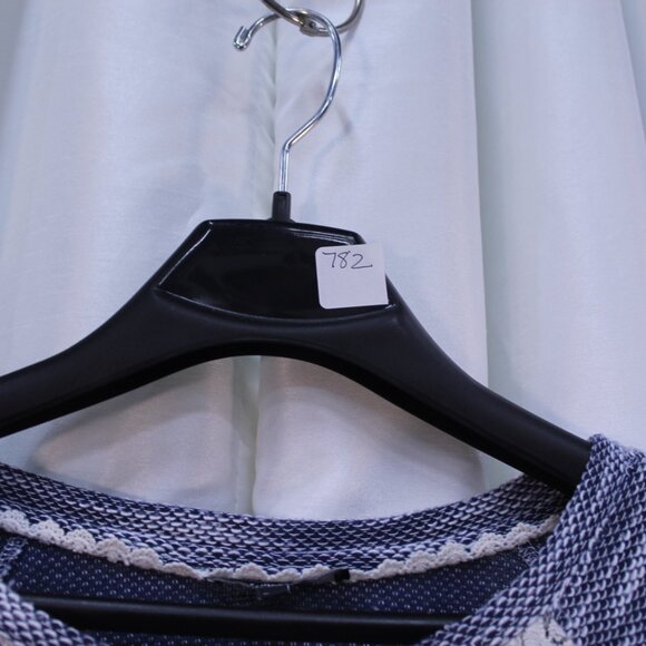 Annabelle Navy and Cream Lace Accent Blouse - Picture 3 of 10